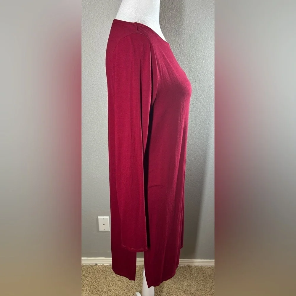 Eileen Fisher Dark Red Long Sleeve Jersey Dress Sz SP Minimalist Quietly Luxury